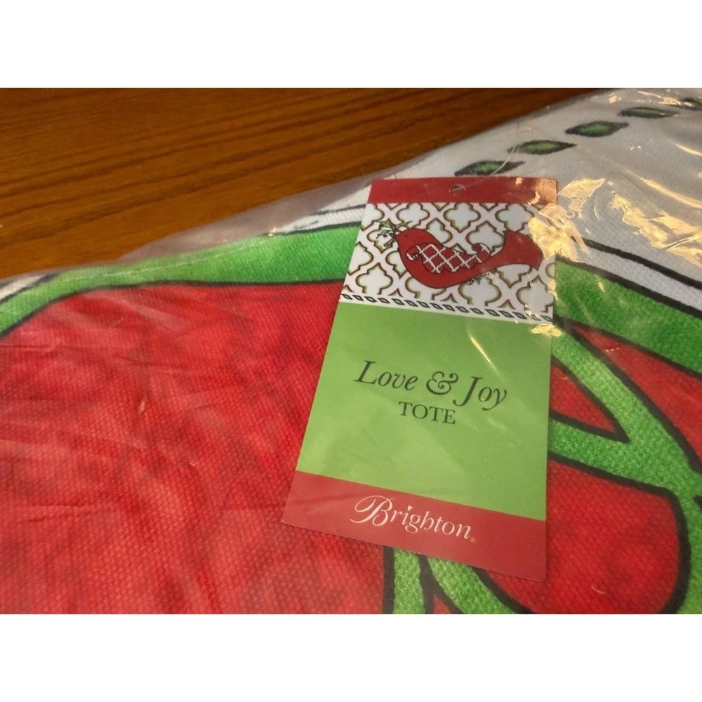 NWT Brighton Love & Joy Tote Christmas Canvas Shopper Bag Sealed